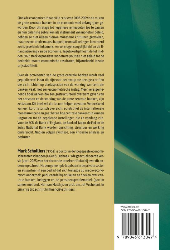 Achterkant van Vergelijkend onderzoek naar de oprichting, structuur en werking van de centrale banken van de Europese Unie, Engeland, Japan, de Verenigde Staten en Zwitserland