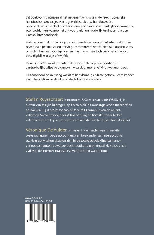 Achterkant van Btw- eetjes