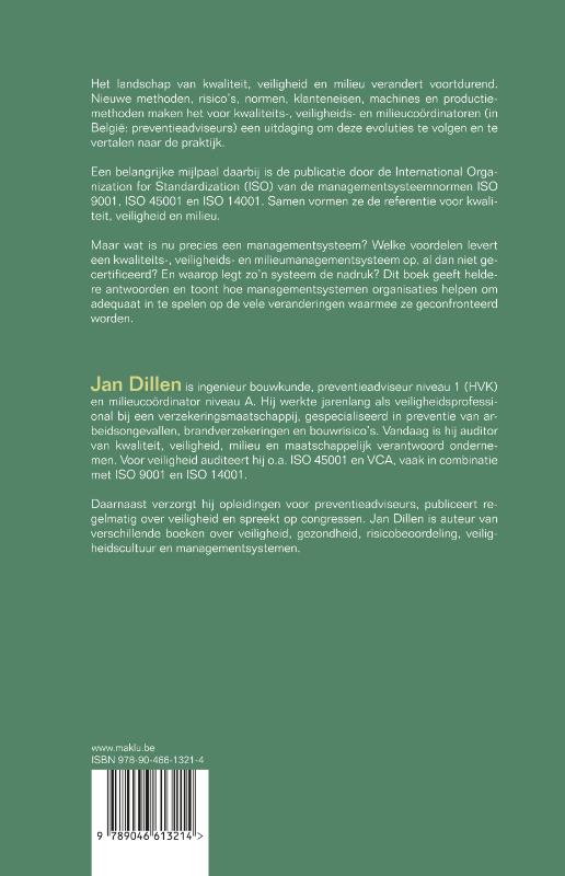 Achterkant van Managementsystemen voor kwaliteit, veiligheid en milieu