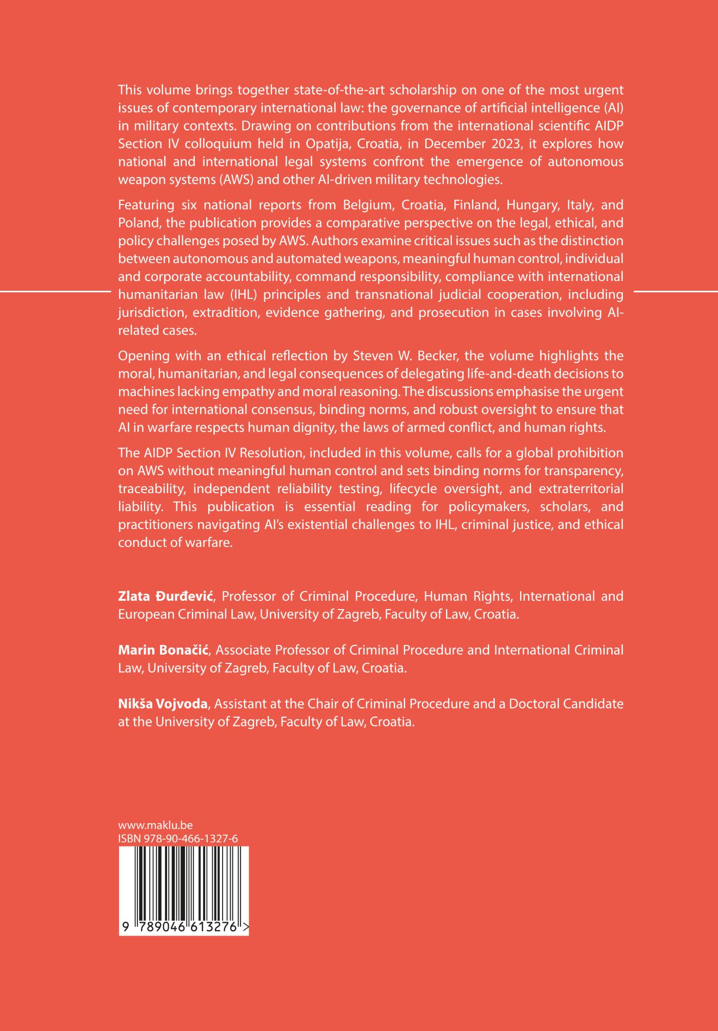 Achterkant van International Perspectives on AI: Challenges for Judicial Cooperation and International Humanitarian and Criminal Law