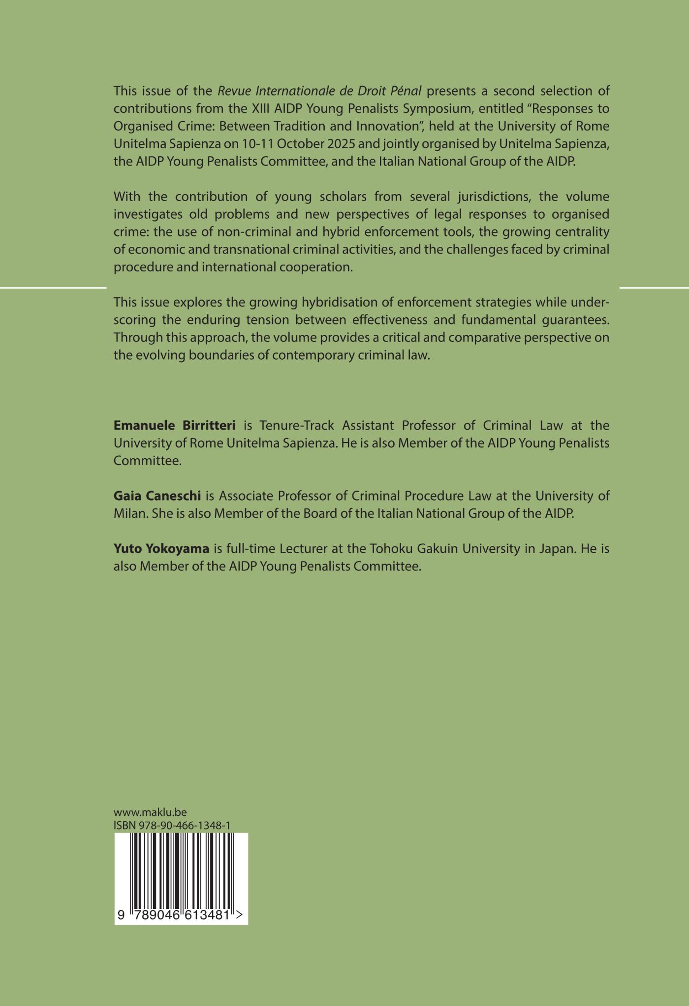 Achterkant van Criminal Justice Systems and Organised Crime: Old Problems and New Perspectives