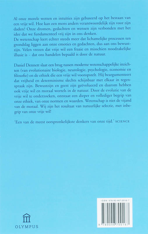 Achterkant van De evolutie van de vrije wil
