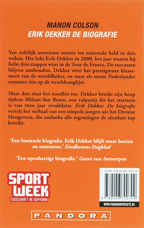 Achterkant van Erik Dekker de biografie