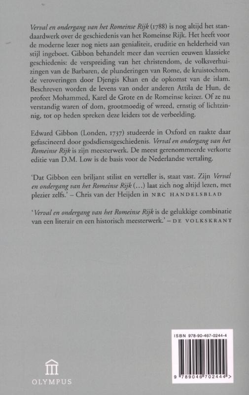 Achterkant van Verval en ondergang van het Romeinse Rijk