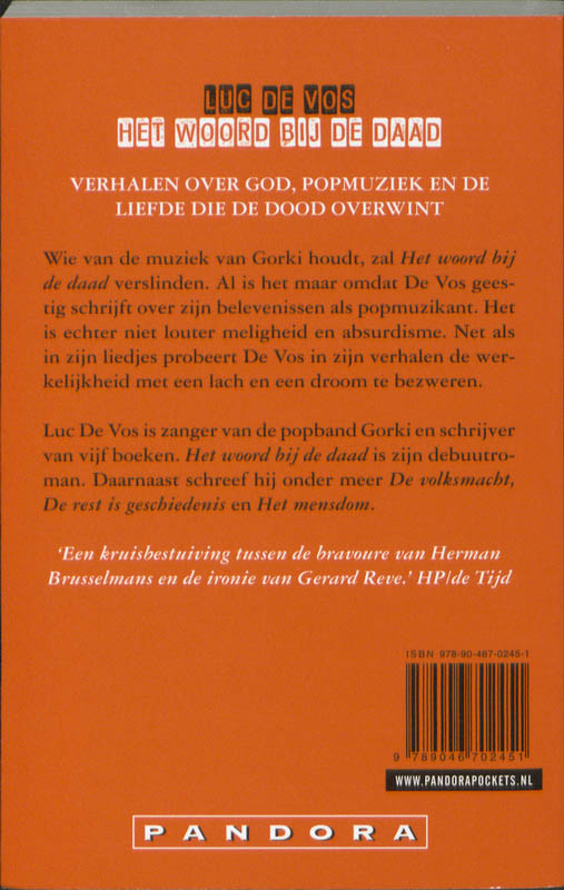 Achterkant van Het woord bij de daad