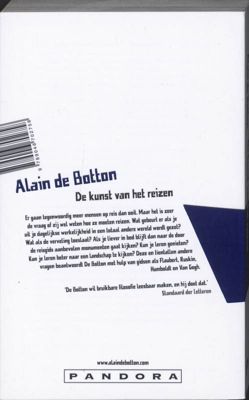 Achterkant van De kunst van het reizen