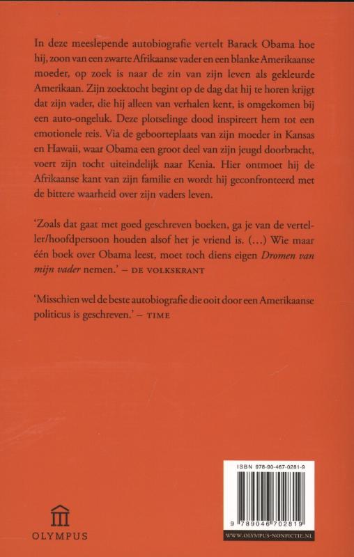 Achterkant van Dromen van mijn vader