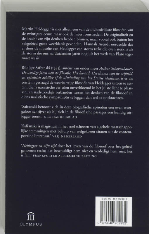 Achterkant van Heidegger en zijn tijd