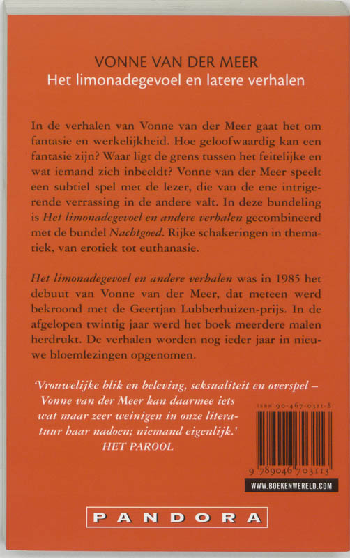 Achterkant van Het limonadegevoel en latere verhalen
