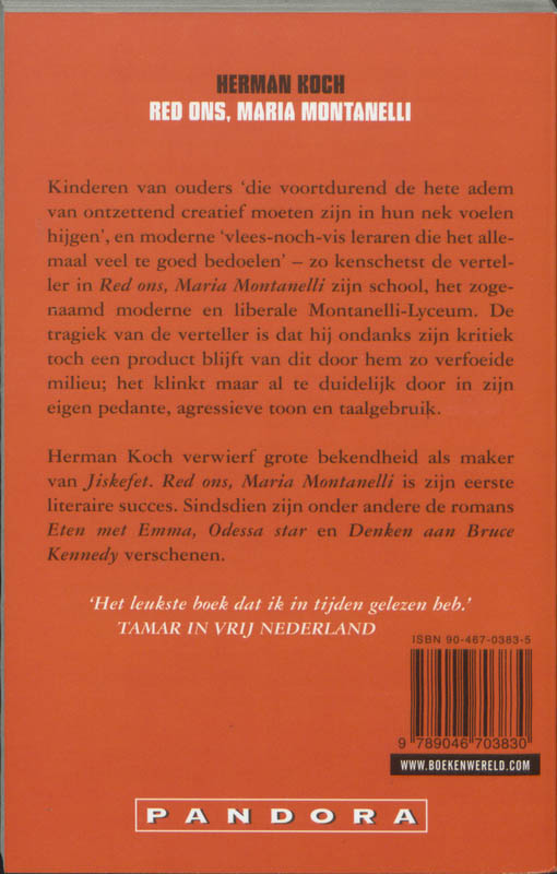 Achterkant van Red ons Maria Montaneli