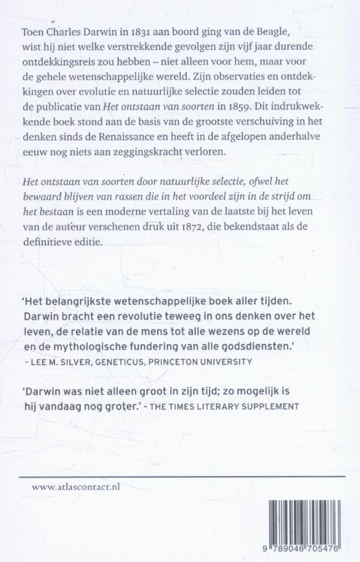 Achterkant van Het ontstaan van soorten