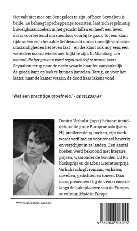 Achterkant van Monoloog van iemand die het gewoon werd tegen zichzelf te praten