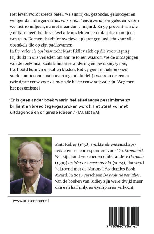 Achterkant van De rationele optimist