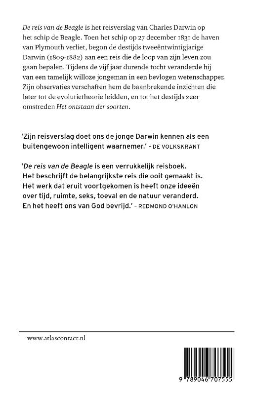 Achterkant van De reis van de Beagle