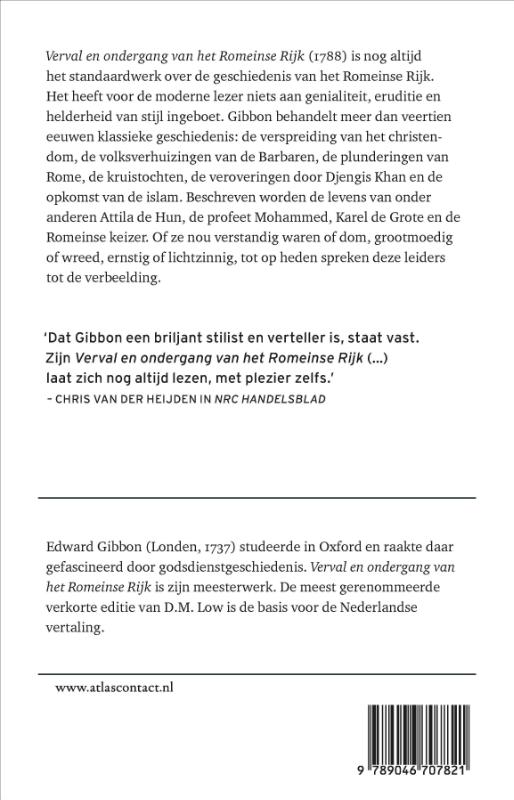 Achterkant van Verval en ondergang van het Romeinse Rijk