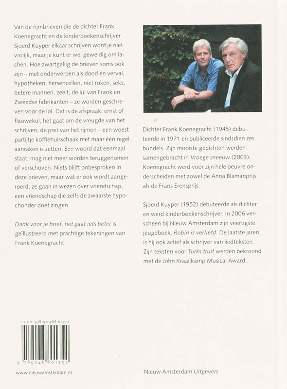 Achterkant van Dank voor je brief, het gaat iets beter