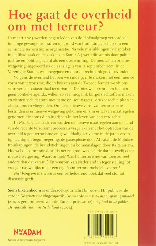 Achterkant van Niet bang om te sterven