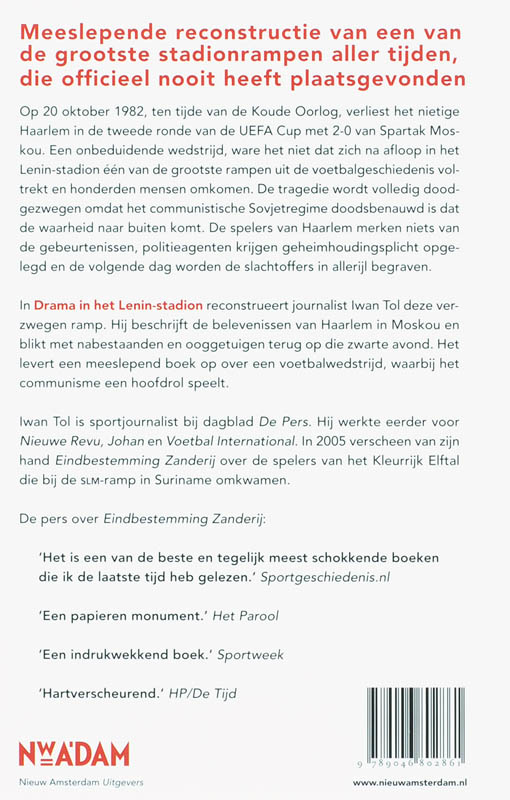 Achterkant van Drama in het Lenin- stadion