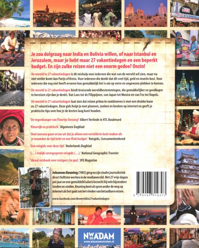 Achterkant van De wereld in 27 vakantiedagen