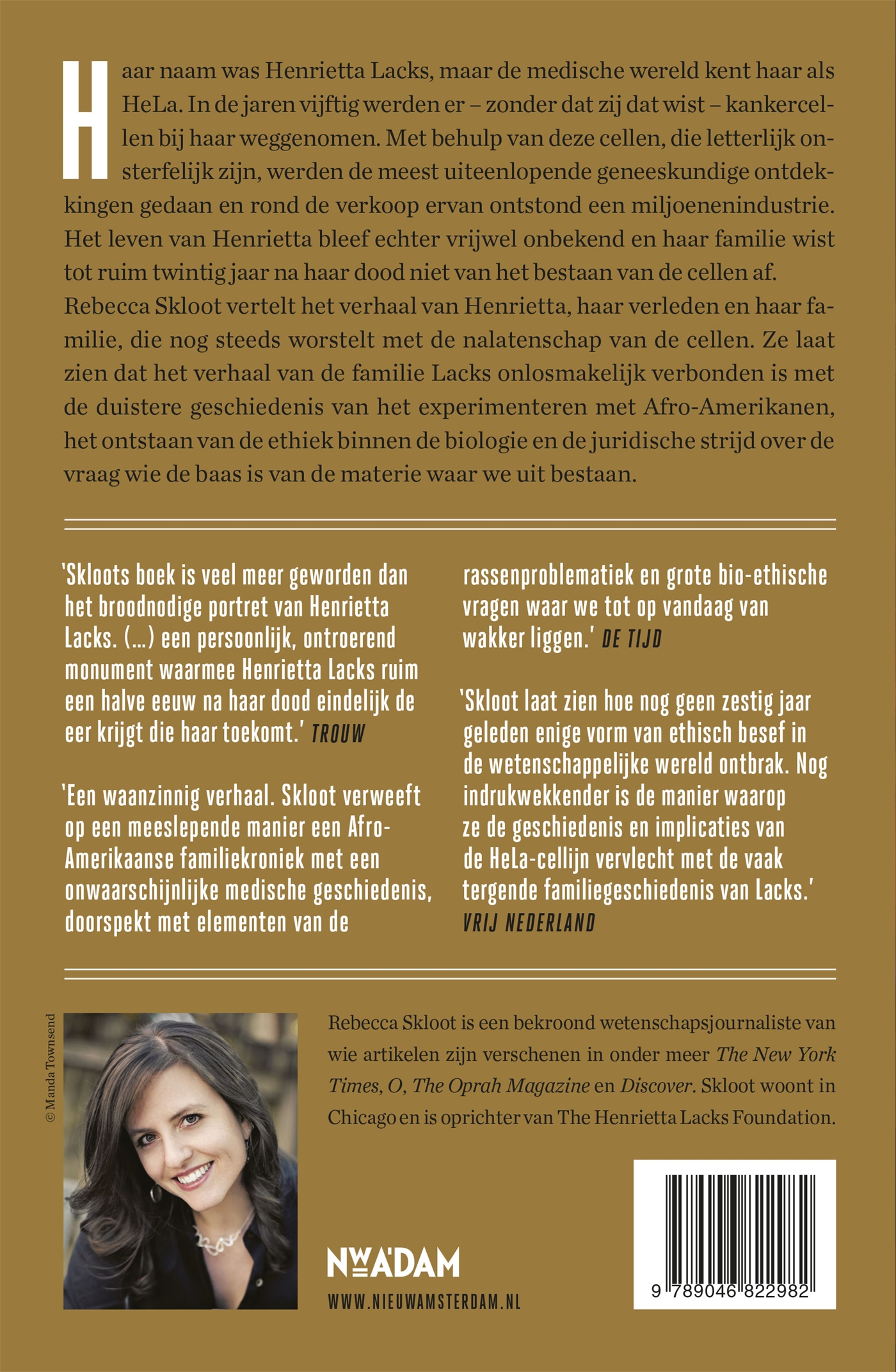 Achterkant van Het onsterfelijke leven van Henrietta Lacks