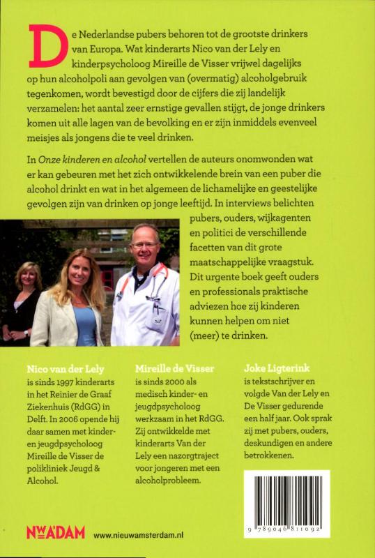Achterkant van Onze kinderen en alcohol