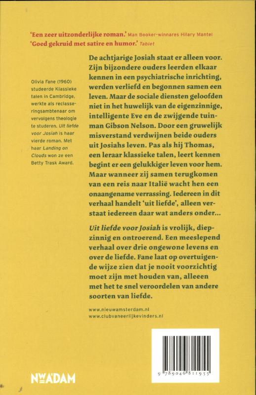 Achterkant van Uit liefde voor Josiah