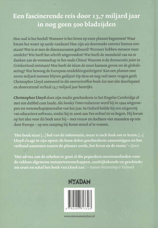 Achterkant van Van oerknal tot nu