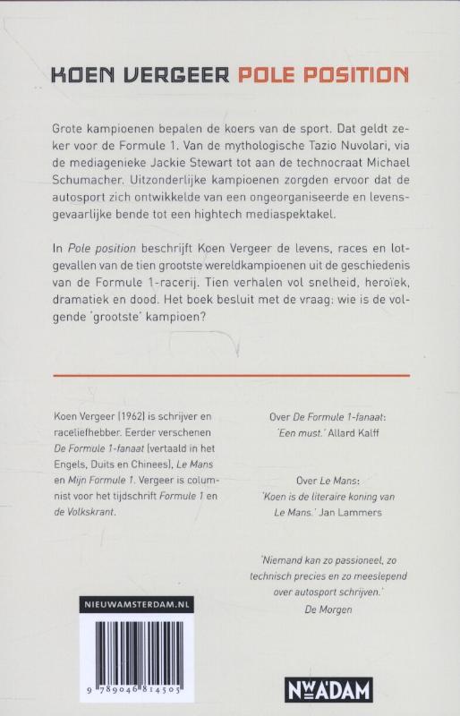 Achterkant van Pole position