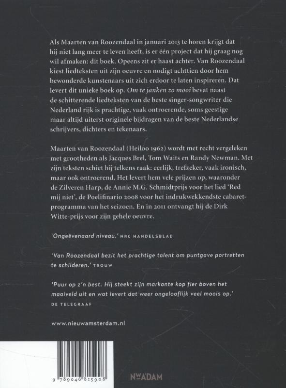 Achterkant van Om te janken zo mooi