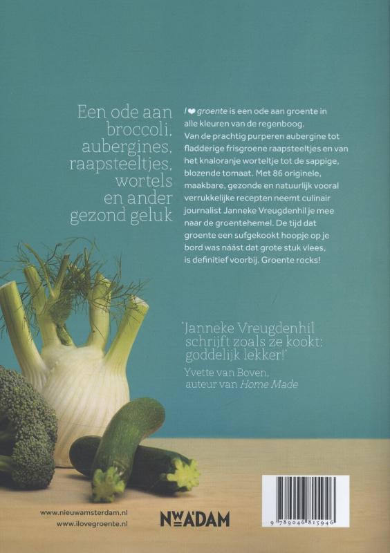 Achterkant van I love groente