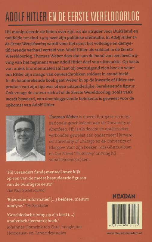 Achterkant van Adolf Hitler en de Eerste Wereldoorlog