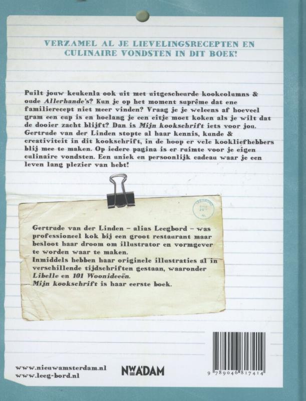 Achterkant van Mijn kookschrift