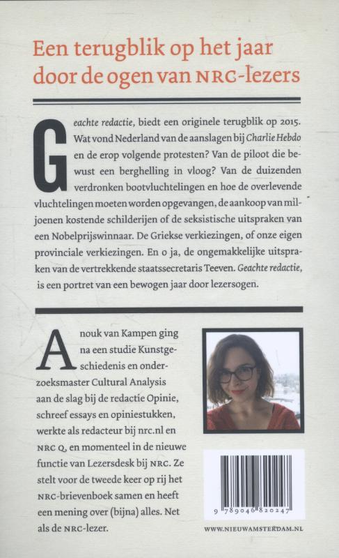 Achterkant van Geachte redactie, (editie 2015)