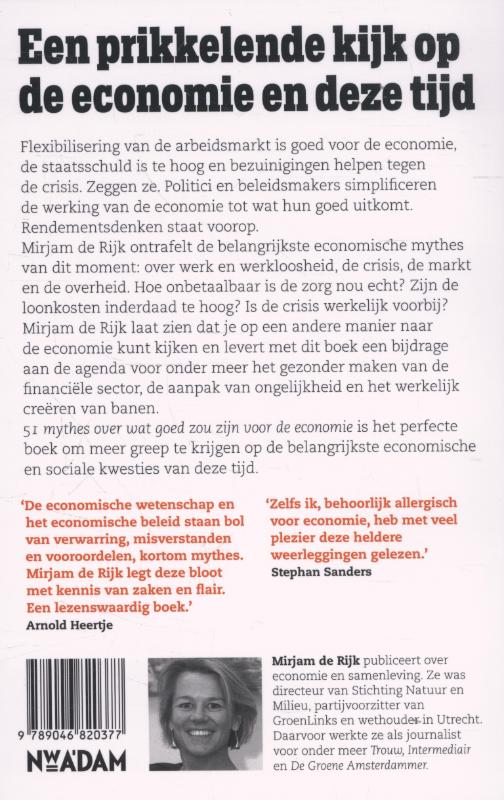 Achterkant van 51 mythes over wat goed zou zijn voor de economie