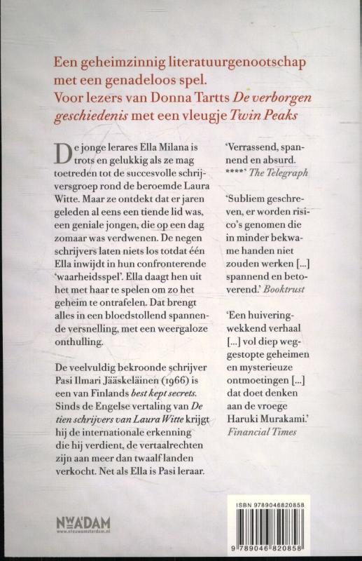 Achterkant van De tien schrijvers van Laura Witte