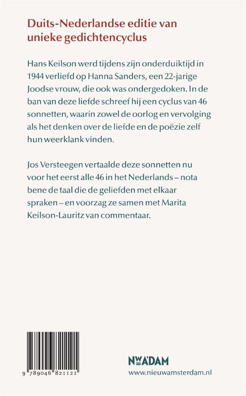 Achterkant van Sonnetten voor Hanna