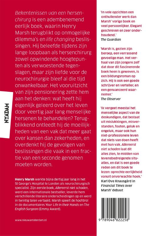 Achterkant van Bekentenissen van een hersenchirurg