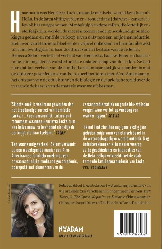 Achterkant van Het onsterfelijke leven van Henrietta Lacks