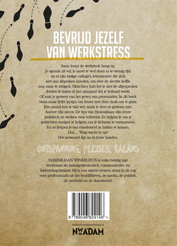 Achterkant van Dansend naar je werk