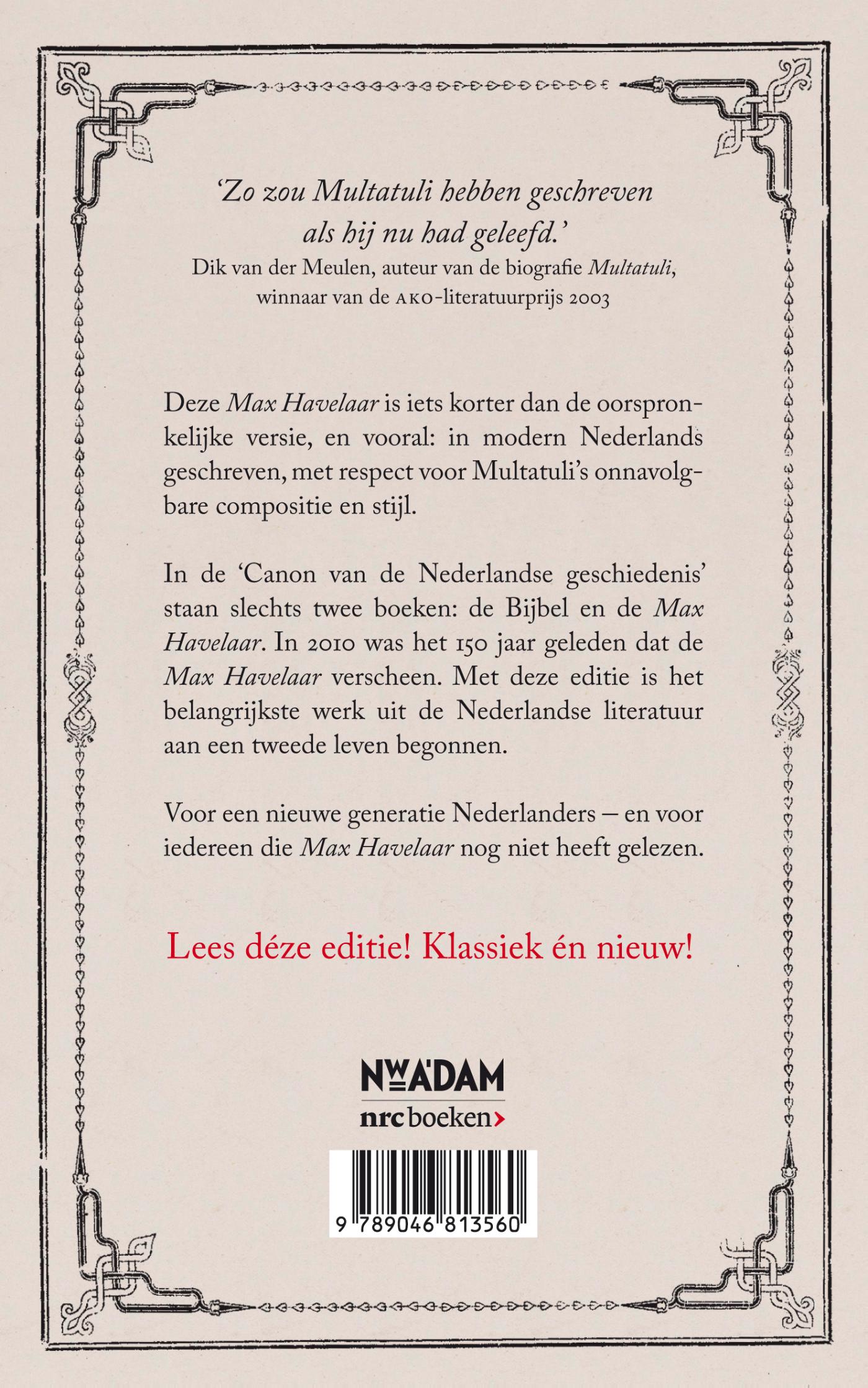 Achterkant van Max Havelaar