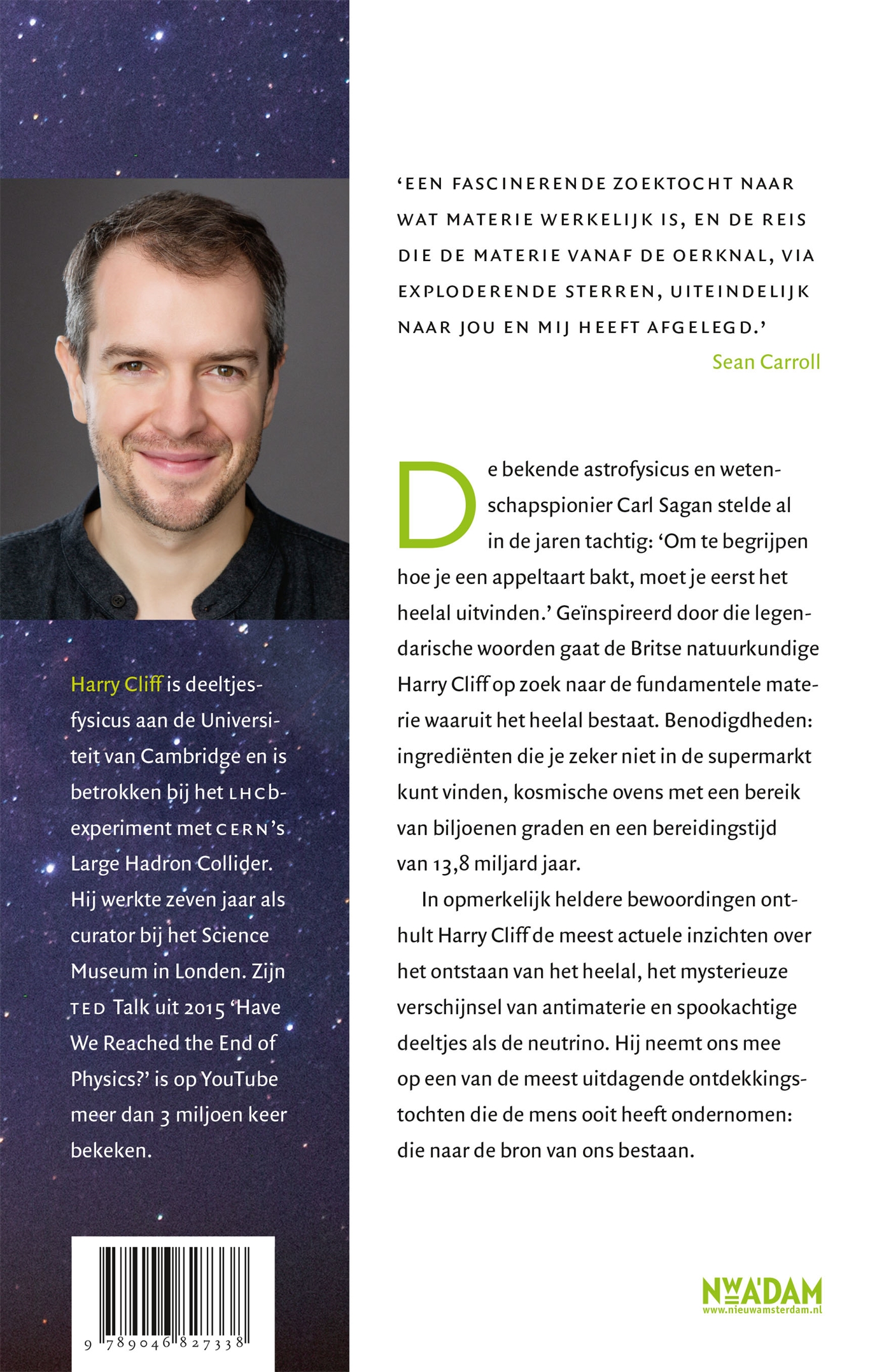 Achterkant van Op zoek naar het recept van het universum