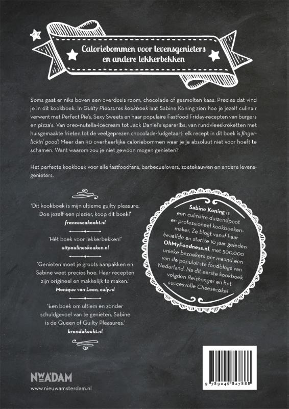 Achterkant van Guilty Pleasures kookboek