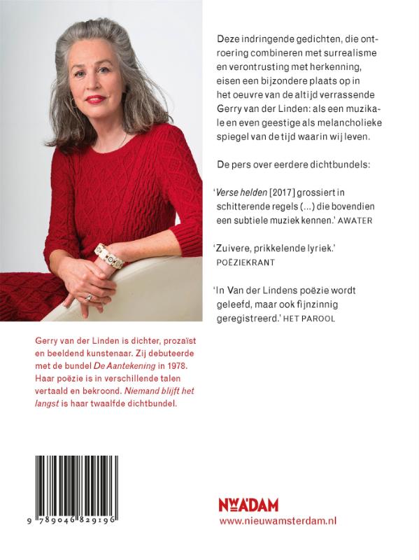Achterkant van Niemand blijft het langst