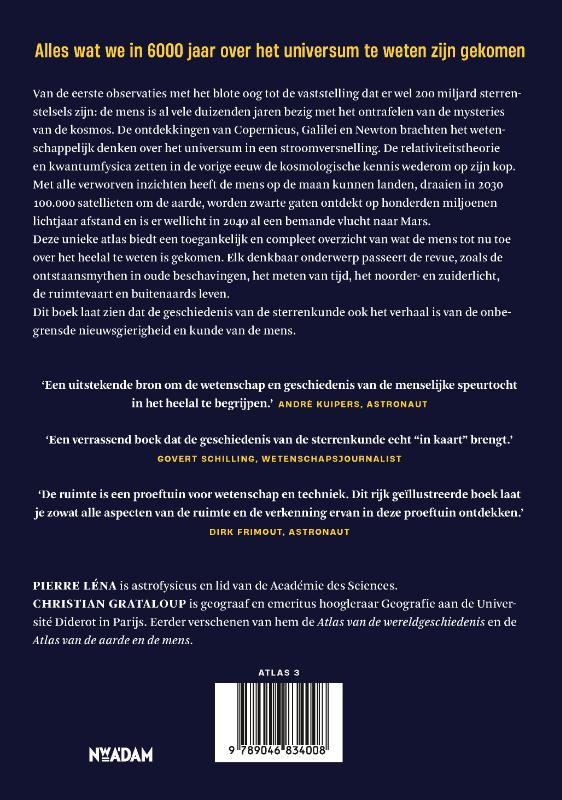 Achterkant van Historische atlas van het heelal