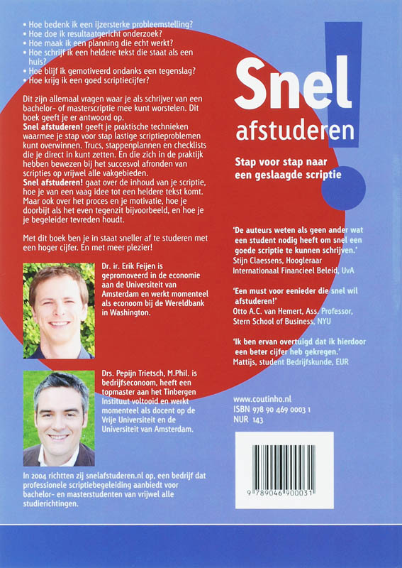 Achterkant van Snel afstuderen!