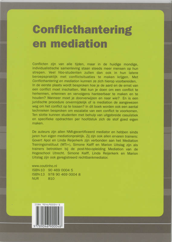Achterkant van Conflicthantering en mediation