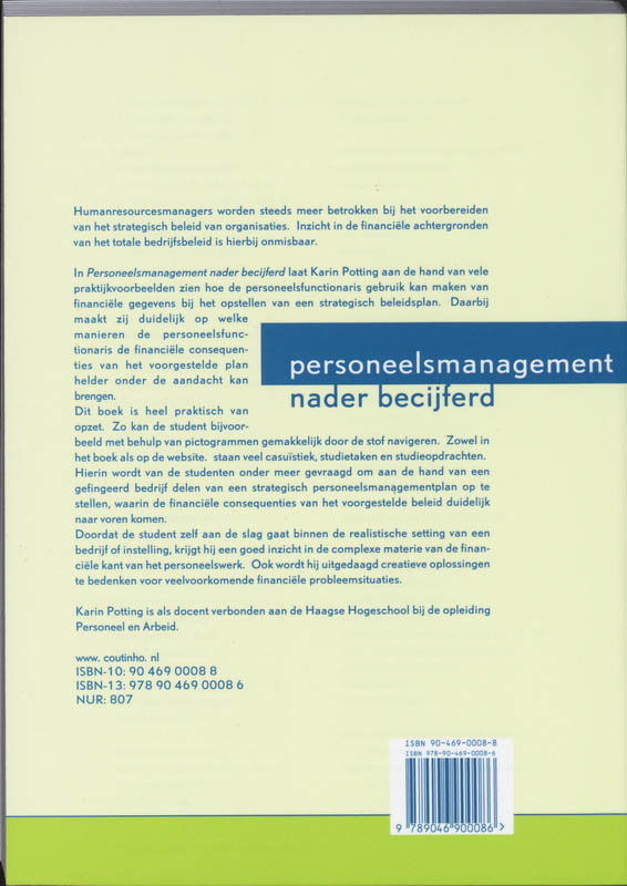 Achterkant van Personeelsmanagement nader becijferd