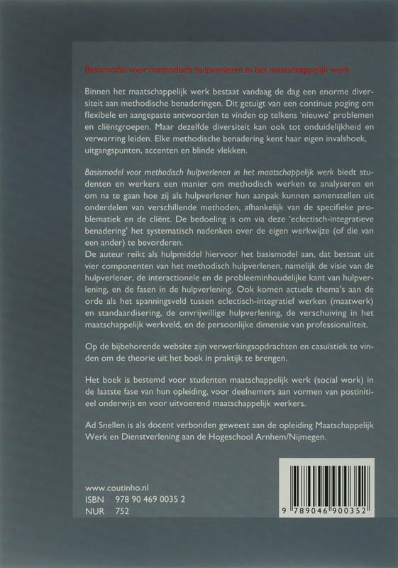 Achterkant van Basismodel voor methodisch hulpverlenen in het maatschappelijk werk