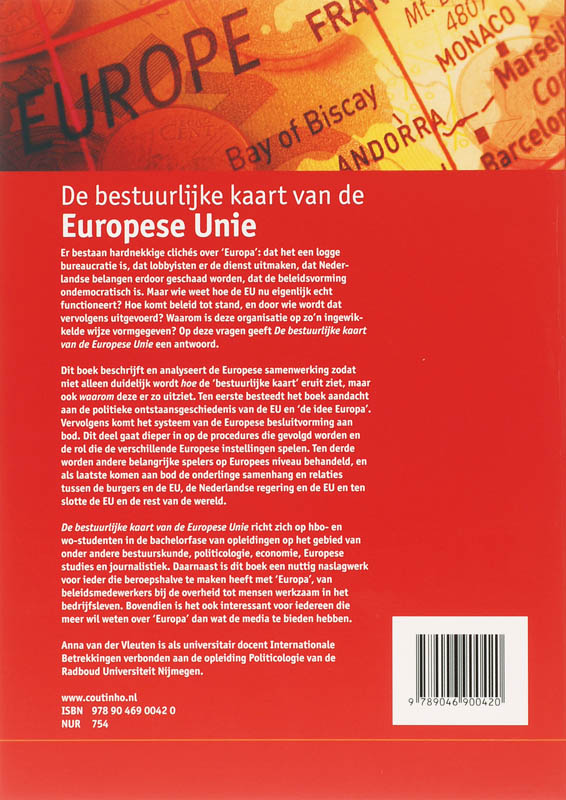 Achterkant van De bestuurlijke kaart van de Europese Unie