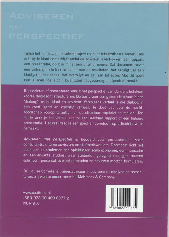 Achterkant van Adviseren met perspectief